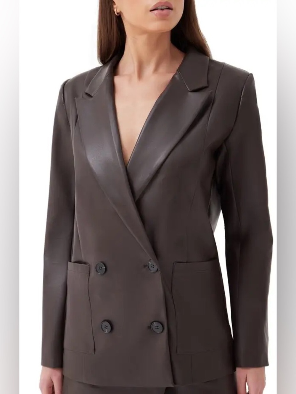 4th and Reckless Cappucine Faux Leather Blazer Size M Chocolate Brown